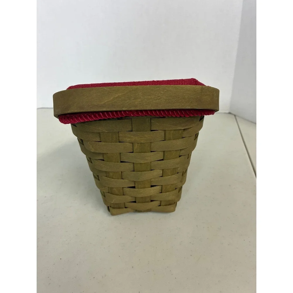 Longaberger 2008 Slanted Basket Green Red Liner Plastic Protector Signed ASM